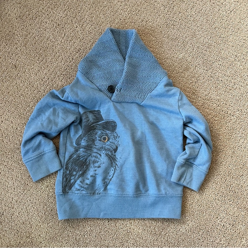 Cherokee, 18M, Cowl Neck Sweater w/Owl, Blue, Good Condition